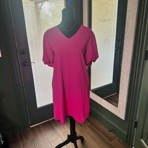 Pink V-Neck Dress